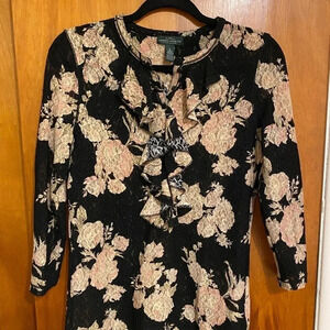 Lauren Ralph Lauren Black Lace Sheer Floral Style Women’s Size Small
